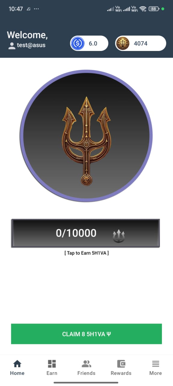 Tap to Earn Screen